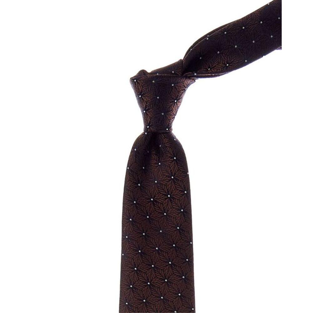 Canali Brown Leaves Silk Tie